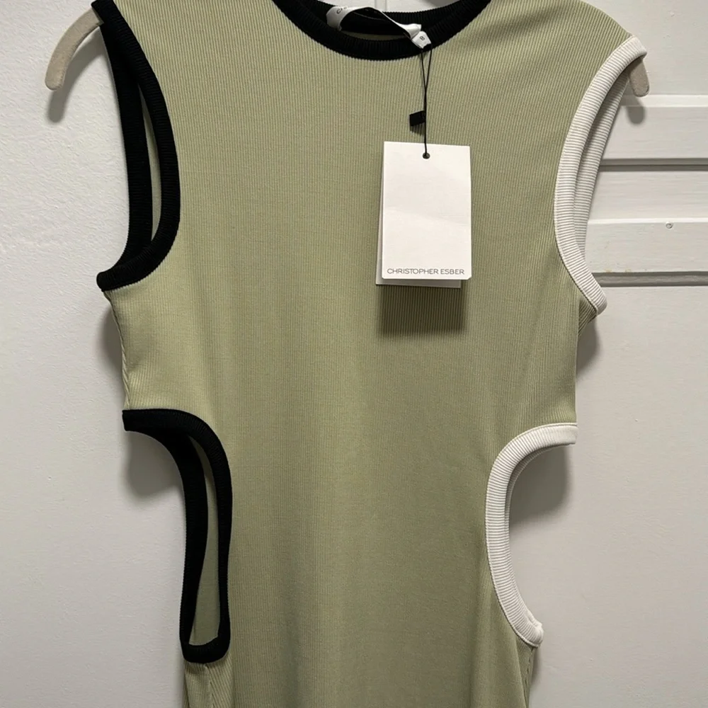 NWT Christopher Esber Fran dress pistachio with black and white trim size AU8 - Picture 3 of 6